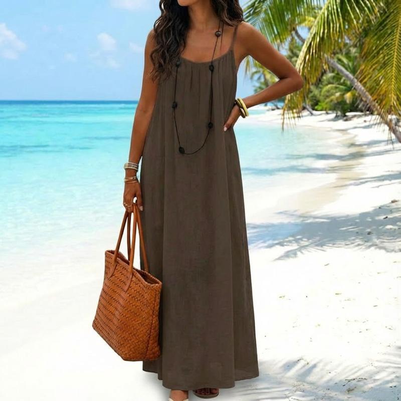 Women’s Solid Color Cami Maxi Dress