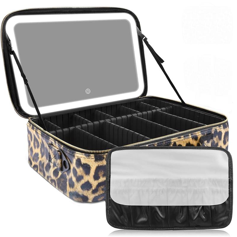 Travel Makeup Bag with LED Mirror