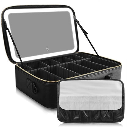 Travel Makeup Bag with LED Mirror