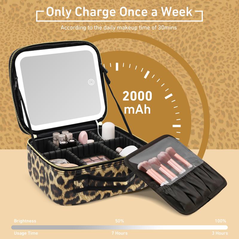 Travel Makeup Bag with LED Mirror