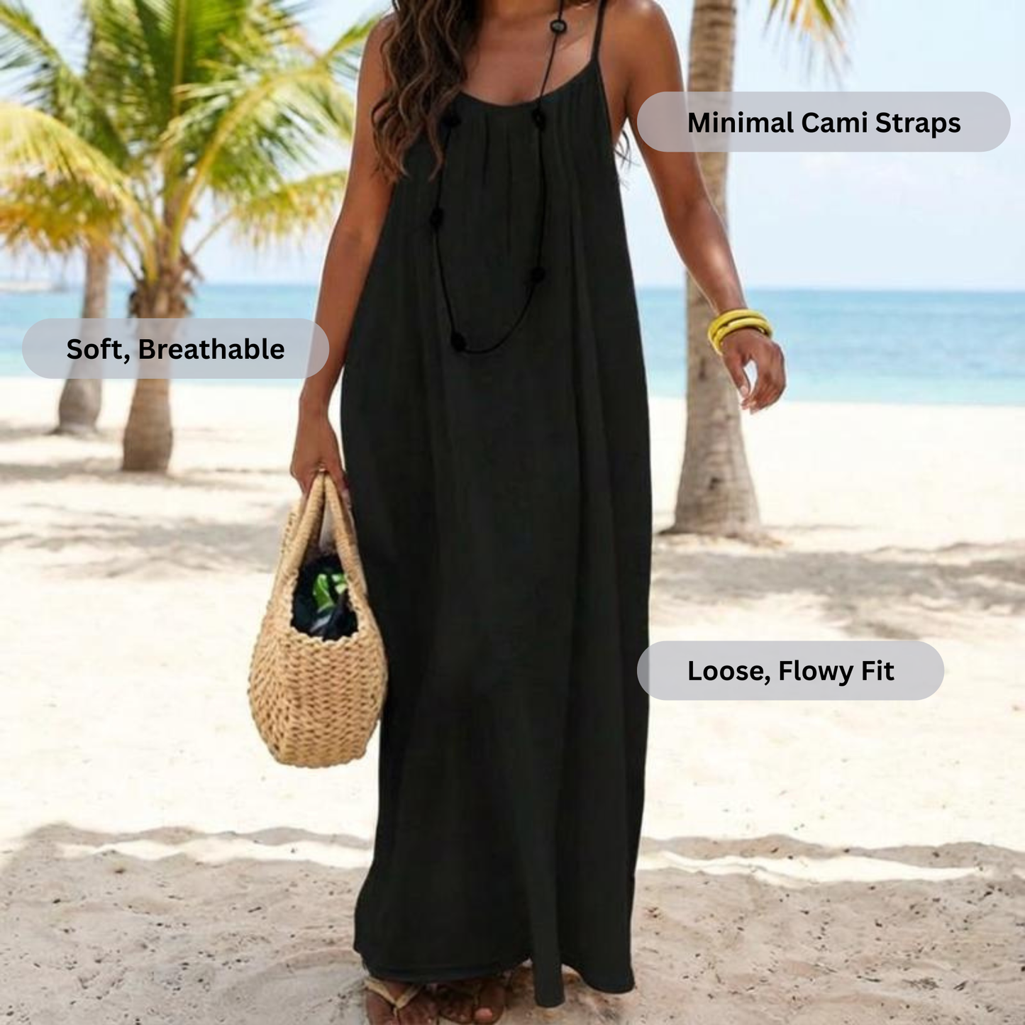 Women’s Solid Color Cami Maxi Dress