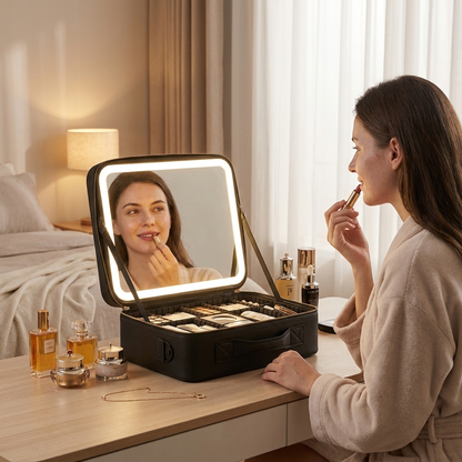 Travel Makeup Bag with LED Mirror